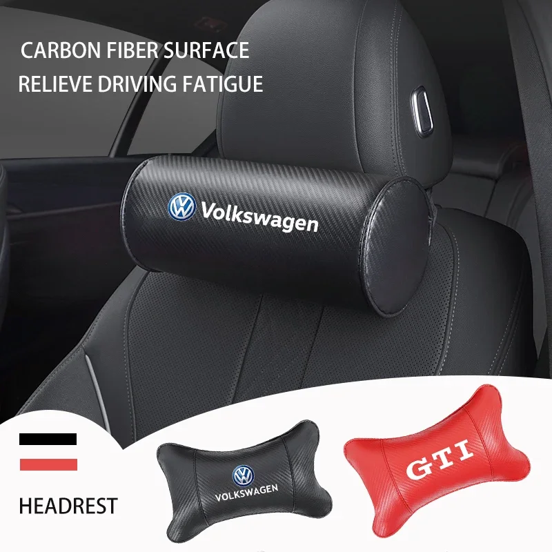 

Подушка для шеи из углеродного волокна для подголовника автомобильного сиденья для Volkswagen GTI Golf 6 7 8 Polo VW R-Line CC Passat Tiguan T-ROC Arteon Taos