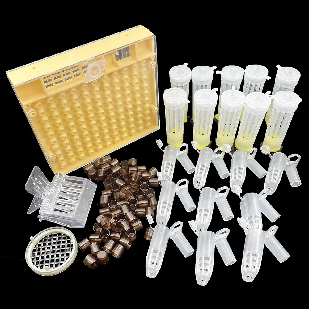 1Set Nicot Queen Rearing Nuc Kit Hair Roller Cages Candy Cups Protective Gear Catcher Breeding Brown Cell High Accepted Bee Tool