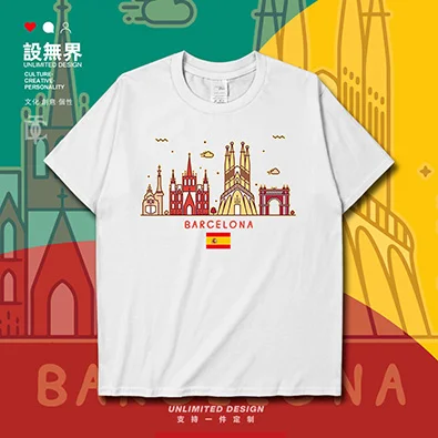 Barcelona City Tour Souvenir short sleeve T-shirt men and women summer