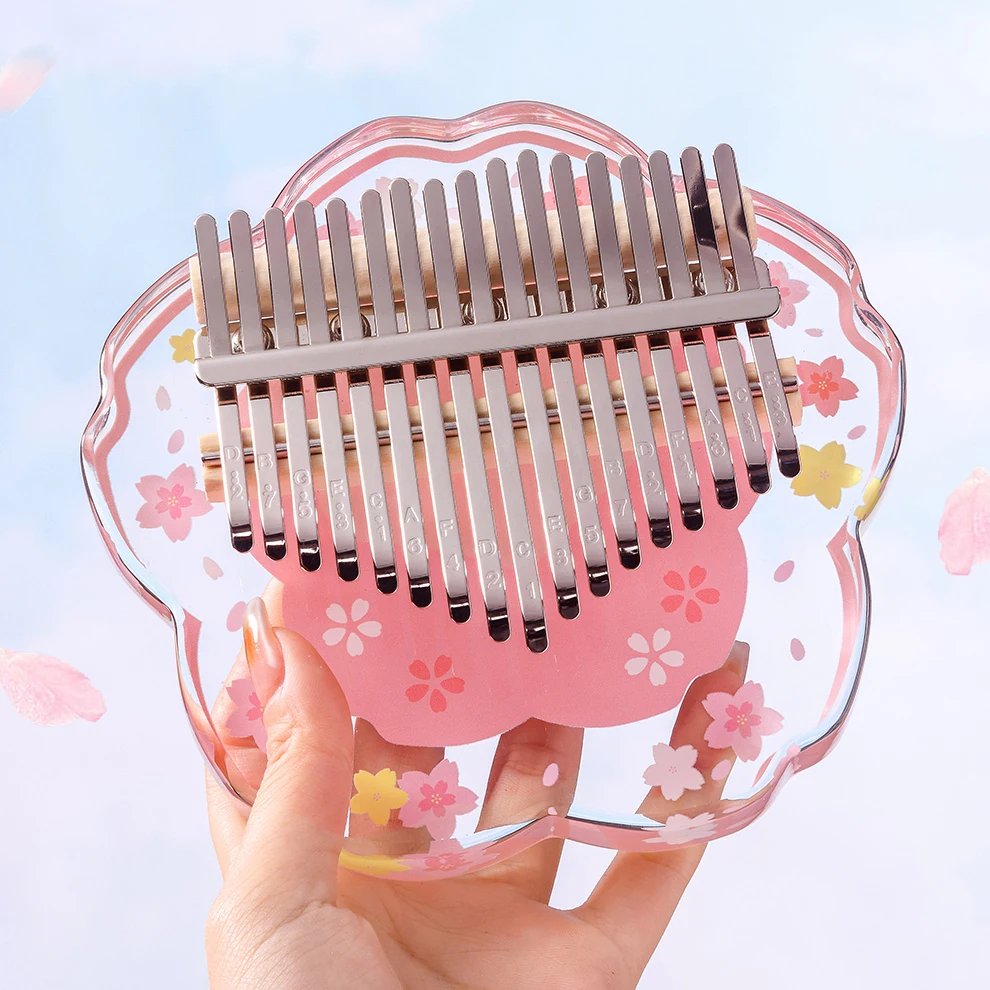 Hluru 17 key Acrylic Kalimba 21 key Thumb Piano Glow-in-Dark Finger Piano Transparent Mbira Girl Gift with Case for Beginners