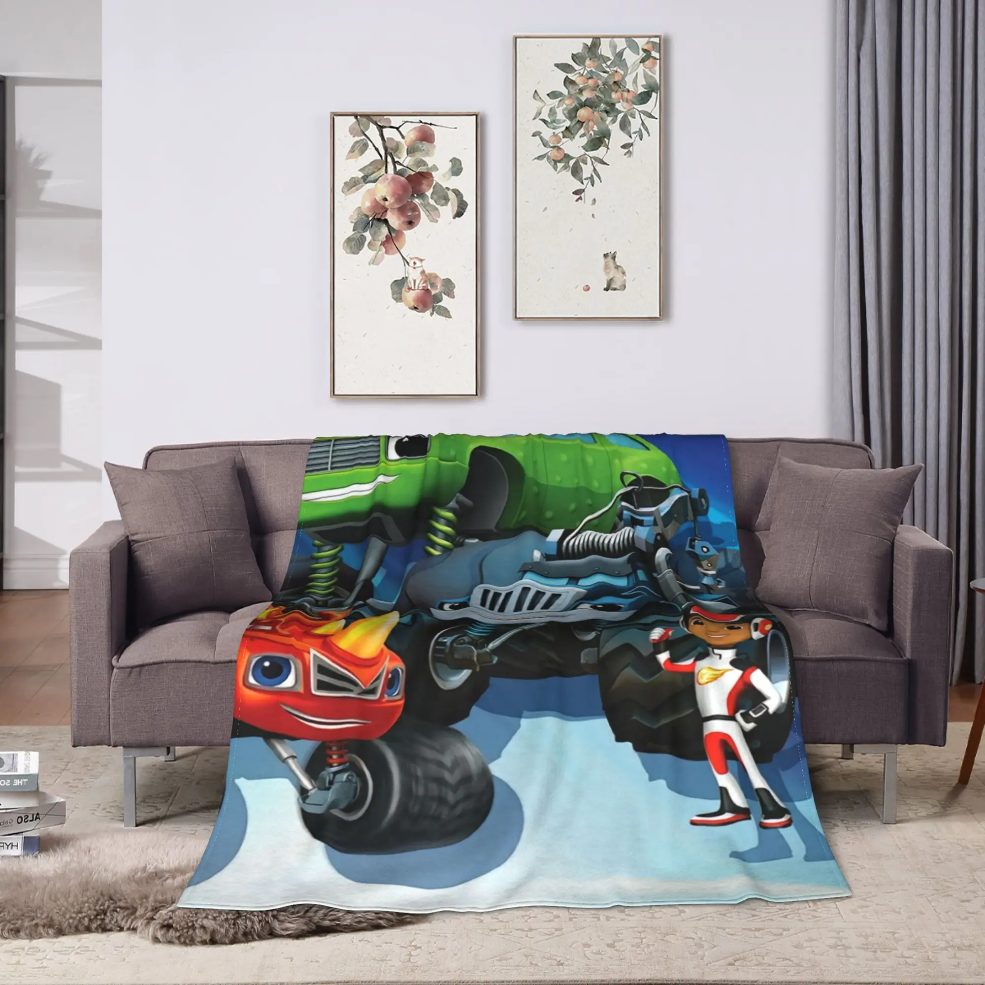 Blaze and the Monster M-Machines  Flannel Blankets  Soft Throw Blanket for Living Room Picnic  Trend Bedspread Sofa Bed Cover