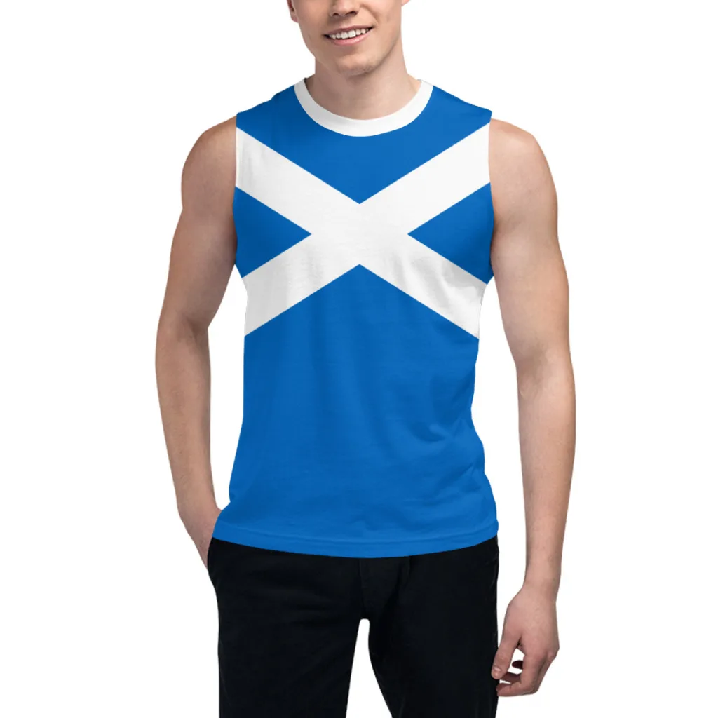 Sleeveless T-shirt Scotland Flag 3D Men's Boys Tshirt Gyms Tank Tops Fitness Joggers Basketball Training Vest