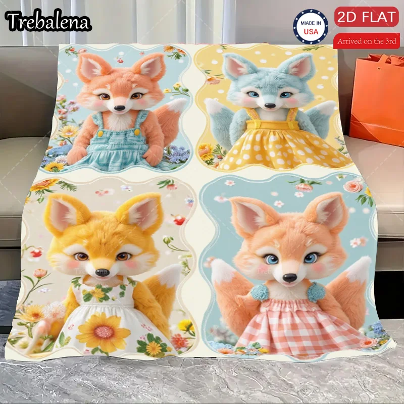 

Flannel Blanket-Soft Lightweight All-season Cute Fox Baby Blanket Soft Cozy for Toddlers Kids Girls Boys
