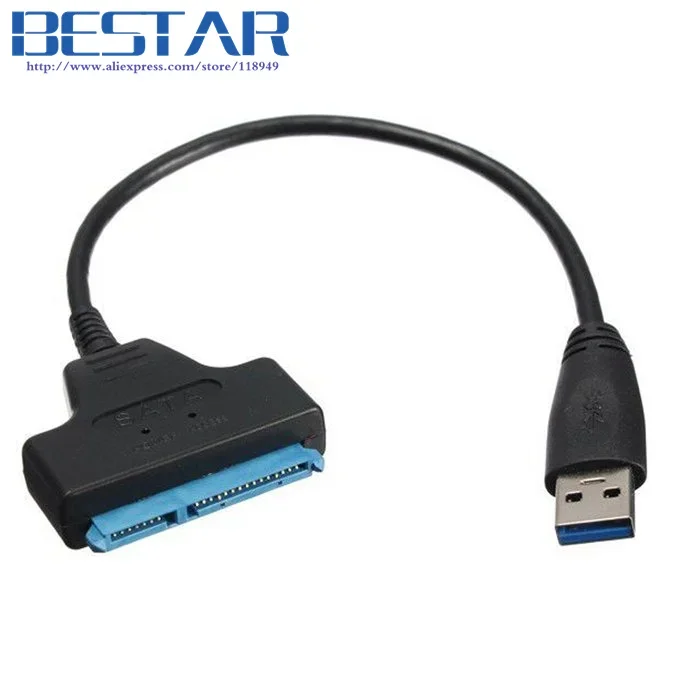 Kecepatan Super 5Gbps USB3.0 USB 3.0 Ke SATA 22 Pin Kabel Adaptor 10Cm untuk 2.5 "Driver Hard Disk SSD USB 3.0 Adaptor SATA