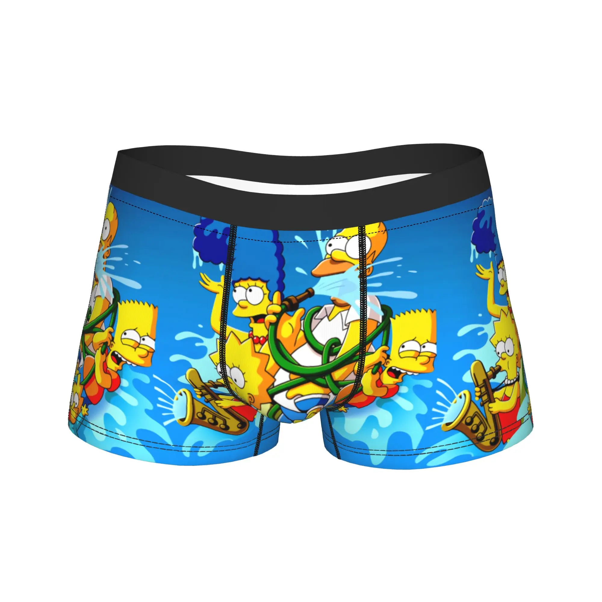 Funny S-Simpsons Water Fight Summer Family Boxer Brief  Underwear Quality Man Classic Boxershorts Customs Plus Size Panties