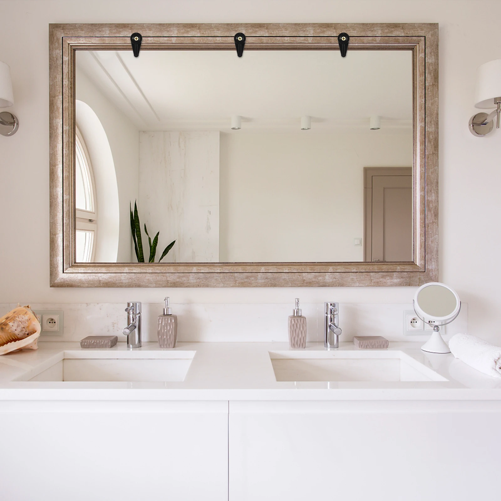 

Cabinet Punch-free Mirror Nail Doors Glass Clip Fireplace Plastic Bathroom Clips with Screws
