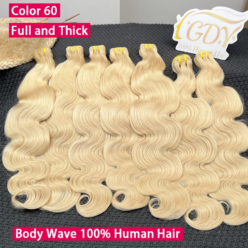 

Наборы волос Color 60 Body Wave: Вьетнамские натуральные необработанные человеческие волосы для наращивания, 100% натуральные блонд-пучки, 3/4 шт.