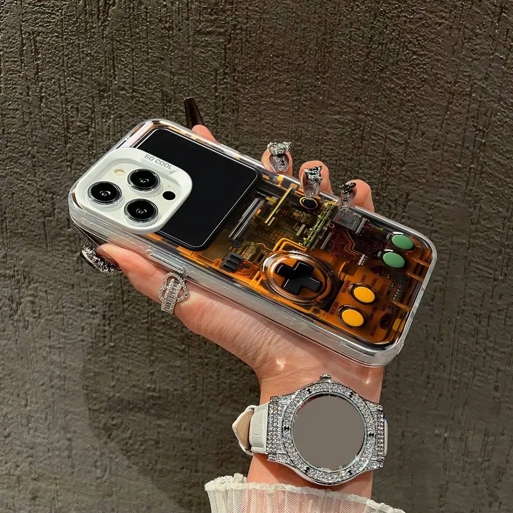 حافظة هاتف للأولاد محمولة لوحدات التحكم بالألعاب لهواتف iPhone 16,15,14,13,12,11,Mini,Pro,E,XS,SE4,MAX White Candy Matte Shell