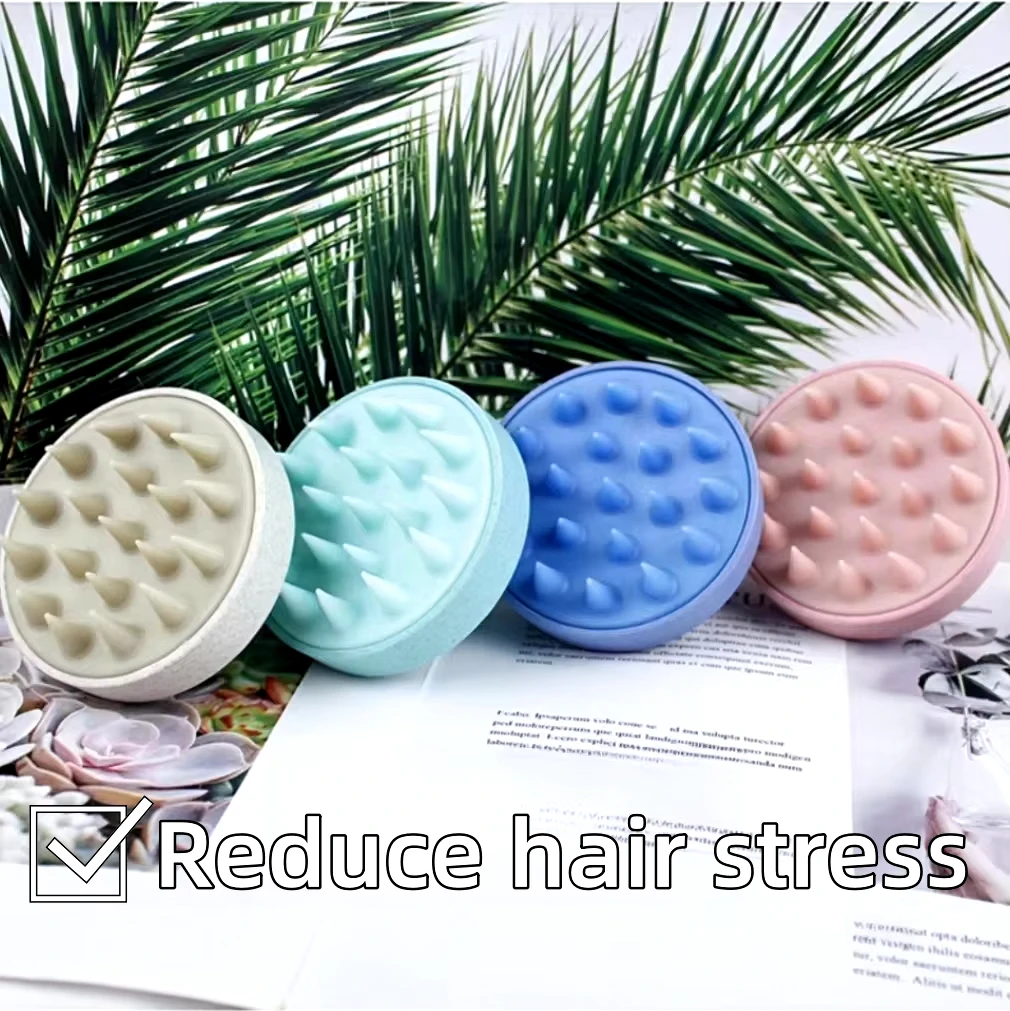New Wheat Straw Massage Shampoo Brush Magic Silicone Candy Color Shampoo Brush Scalp Clean Soft Bath Comb Round Hair Tools
