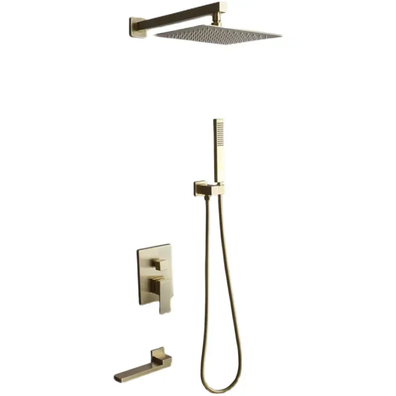 All-copper concealed wall shower shower set, ceiling concealed pre-embedded water mixing valve