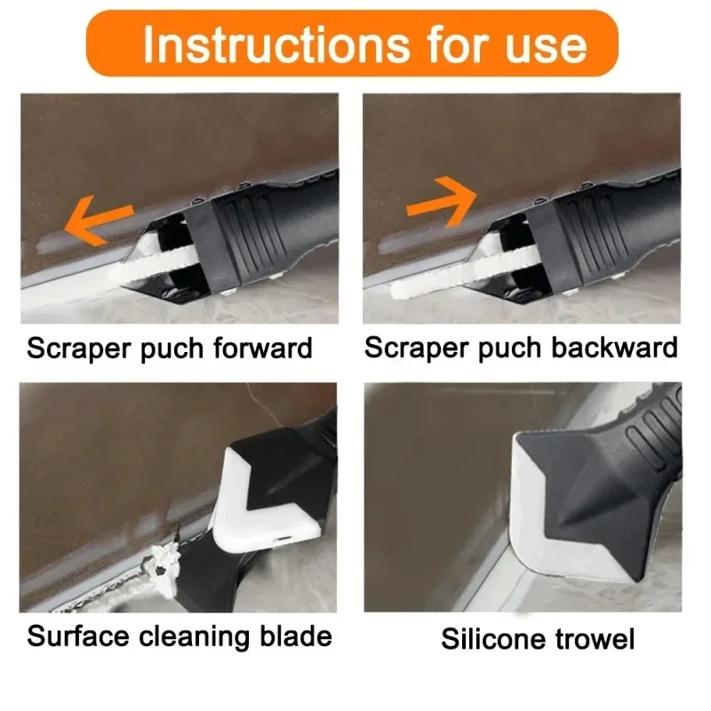 Grattoir en silicone 5 en 1, ensemble d'outils pour enlever les joints lisses, finisseur de calfeutrage, kit de coulis lisse, enlèvement des moisissures au sol, ensemble d'outils à main