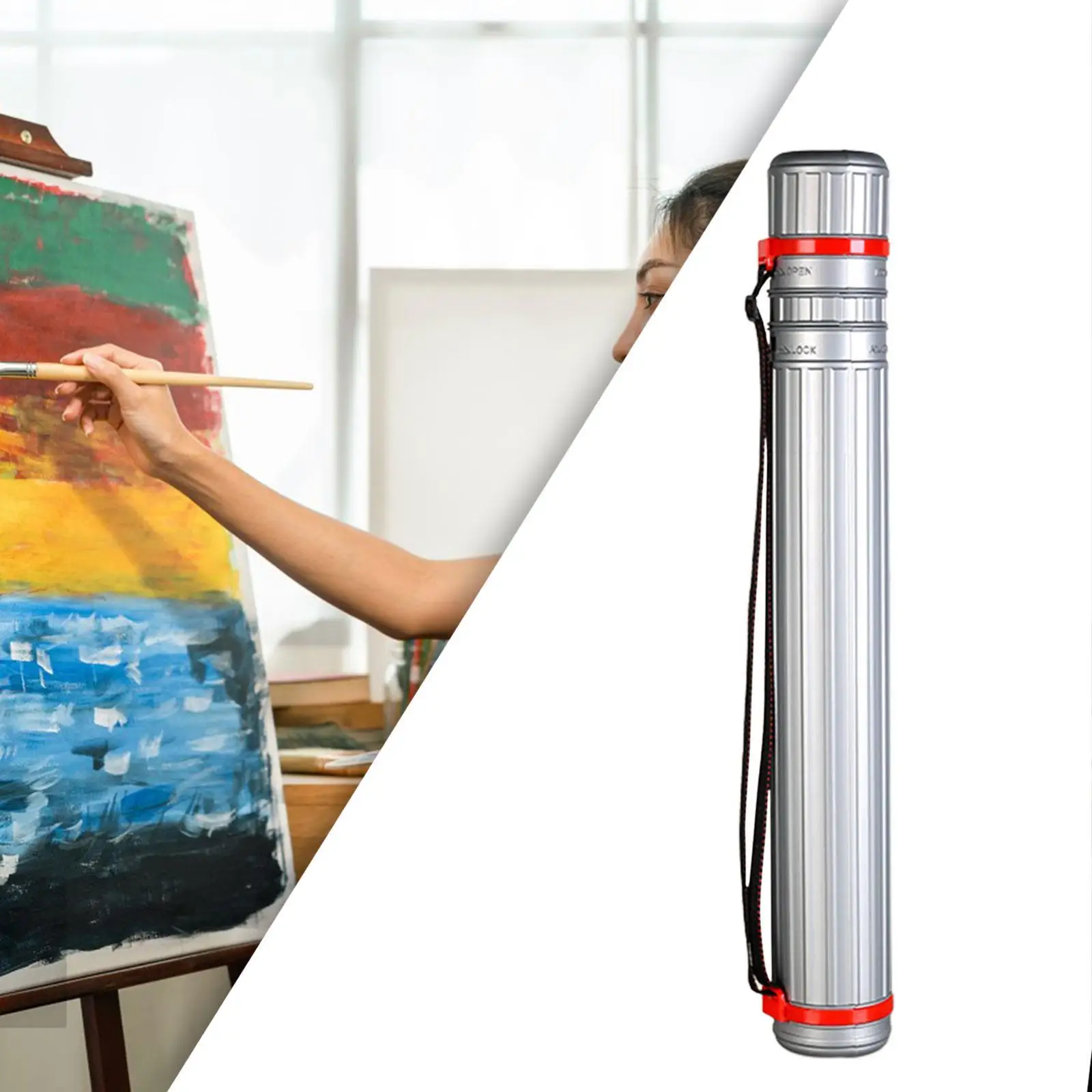 Extendable Poster Tube Carrying Case Telescoping for Scroll Artworks Poster