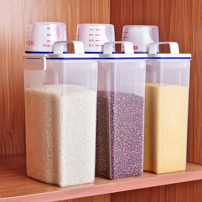 Rice And Grain Food Storage Jars Storage Jars With Measuring Cups Kitchen Moisture-Proof And Insect-Proof Sealed Jars