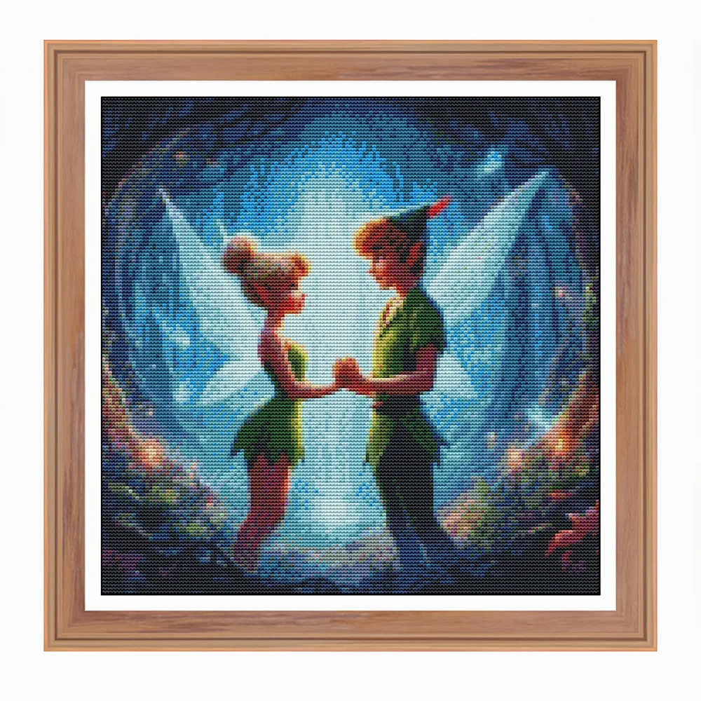 Disney DIY Art Cross Kits Princess Tinker Bell Embroidery Cartoon 11Ct Printed Canvas Wall Creative Hobbies Living Room Decor