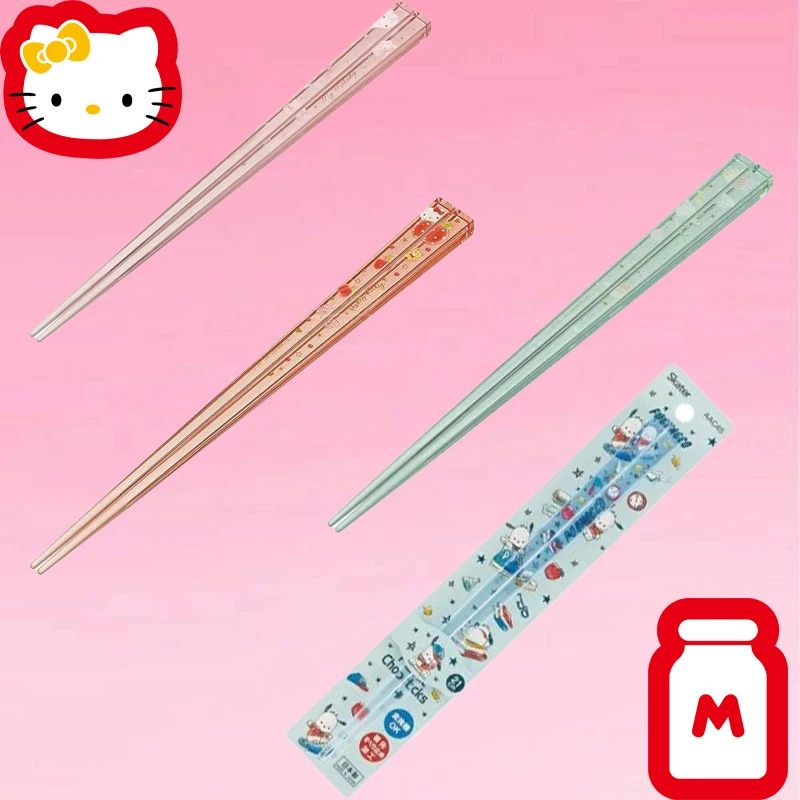 

Палочки для еды из смолы Hello Kitty Sanrio аниме Моя Мелодия кавайная печать портативные прозрачные палочки для еды милая детская посуда