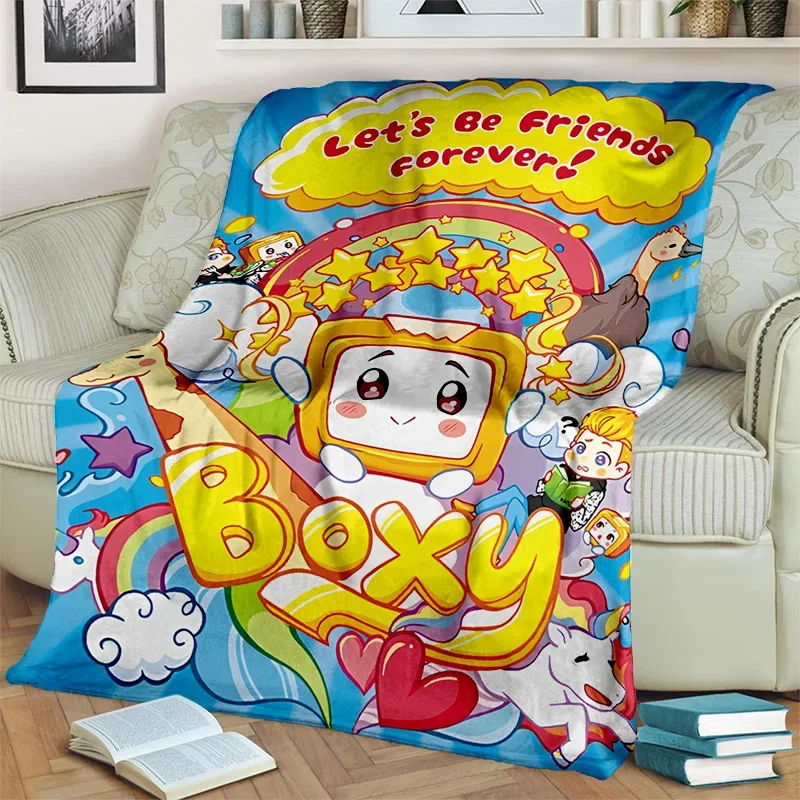 Happy Foxy Boxy and Rocky Lankybox Blanket,Soft Throw Blanket for Home Bedroom Bed Sofa Picnic Travel Office Cover Blanket Kids