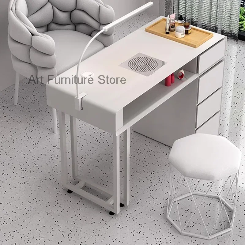 

White Professional Manicure Table Cleaner Aesthetic Living Room Nail Tech Table Makeup Mesa Manicura Salon Furniture LJ50MT