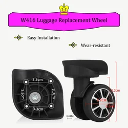 W416 Suitcase Luggage Accessories Universal 360 Degree Swivel Wheels Trolley Wheel Quality Guaranteed Travel Bag Casters