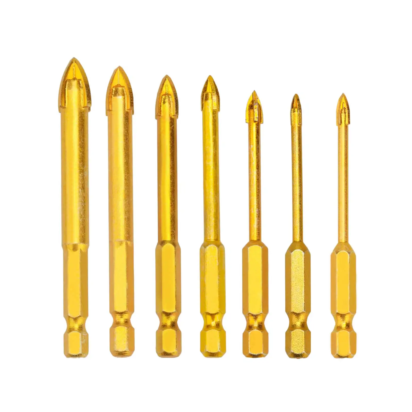 Gold Cross Alloy Drill 6.35mm Hexagonal Handle Ceramic Wall Glass Vitrified Brick Plastic Wood Multi functional Alloy Drill Bit