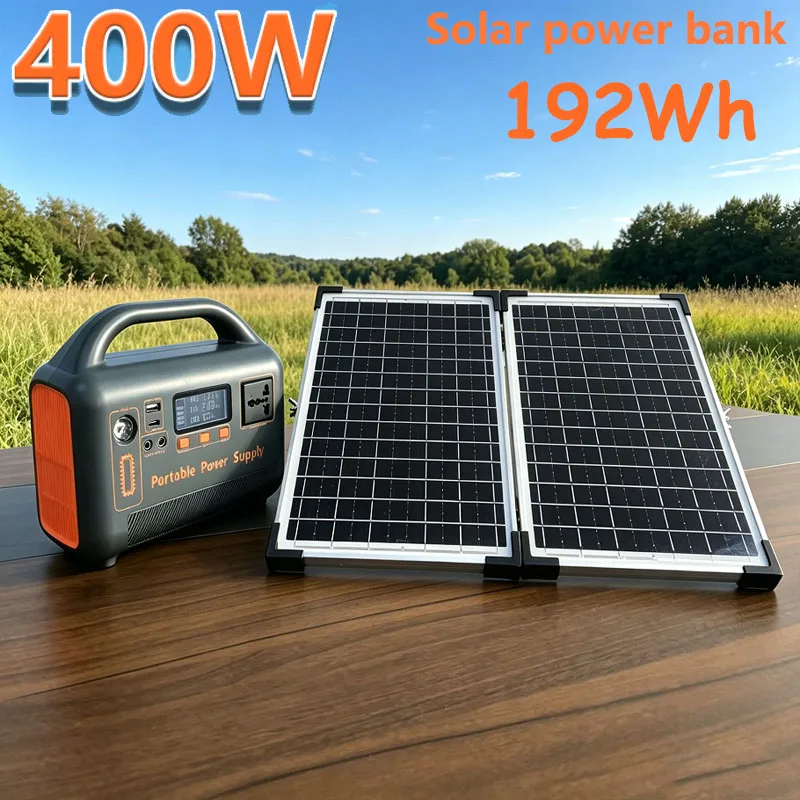 High Capacity 192Wh LiFePO4 Solar Generator, AC 220V Battery, Fast Charging, Power Bank for Camping, 400W Portable