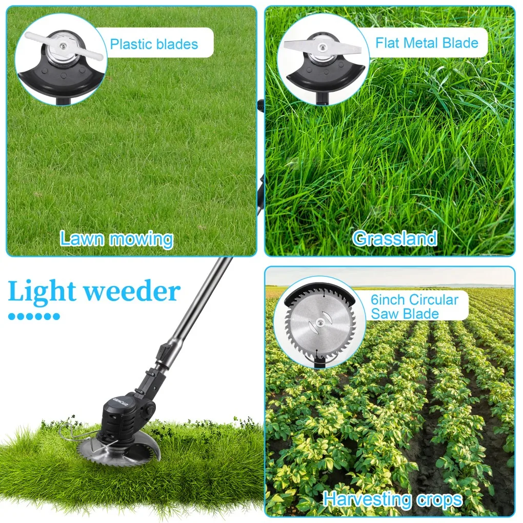 Cortacésped Batería de litio inalámbrica negra Motor sin escobillas plegable Eficiente duradero con larga duración para un fácil jardinería