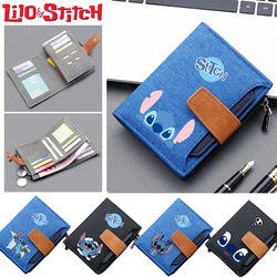 Stitch Disney Wallet Card Bag Anime Boys Girls Fashion Cartoon Cute Portable Pocket Cards Case Foldable Coin Purse Billfold Gift