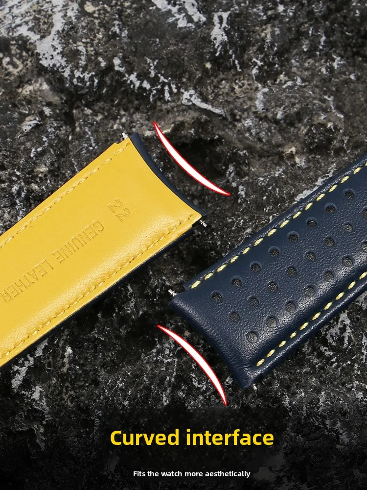 Suitable for CITIZEN Blue Angel Watch AT8020-54L/8020-03L/JY8078 Curved Interface Leather Watch Strap 22mm 23mm