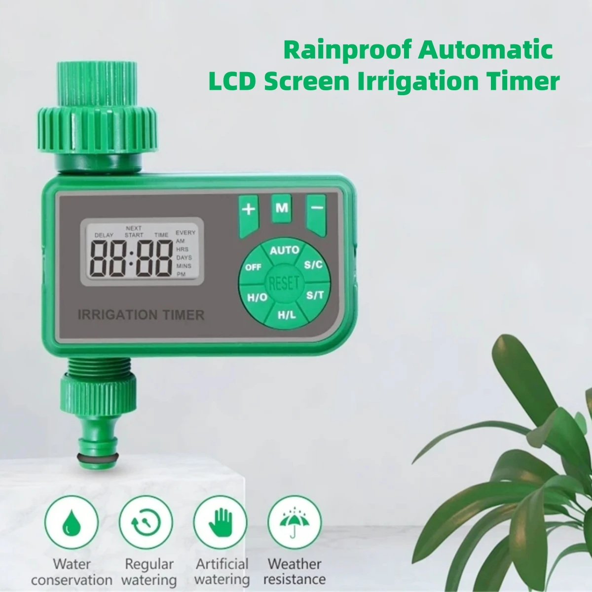 Rainproof Electronic Dial Knob Water Timer Kit 4-way Splitter Automatic LCD Screen Outdoor Garden Irrigation Controller 1 Set