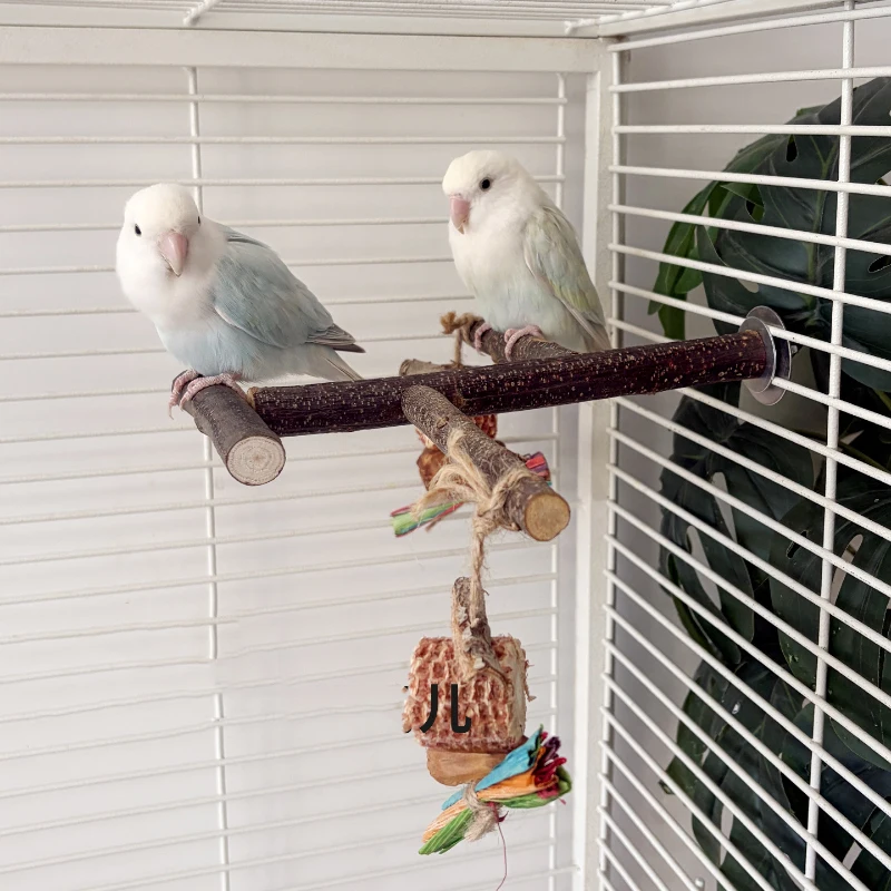 

Natural Wood Parrot Perch Stand - Climbing Ladder & Chew Toy for Birds Beak & Nail Claw Paw Grinding Cage Accessory