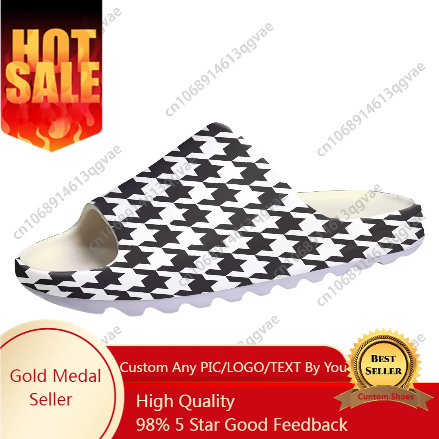 

Houndstooth Pattern Soft Sole Sllipers Home Clogs Step on Water Shoes Mens Womens Teenager Beach Customize on Shit Sandals