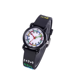 Reloj 3D de dibujos animados para niños, reloj de pulsera impermeable, reloj de cuarzo creativo, accesorios para niños, negro