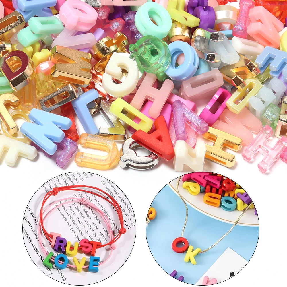 45g/Beutel Gemischte Acryl-Buchstabenperlen mit Großem Loch, Englische Buchstaben, Lose Abstandsperlen für DIY-Schlüsselanhänger, Handyketten und Schmuckherstellung – Detail 2
