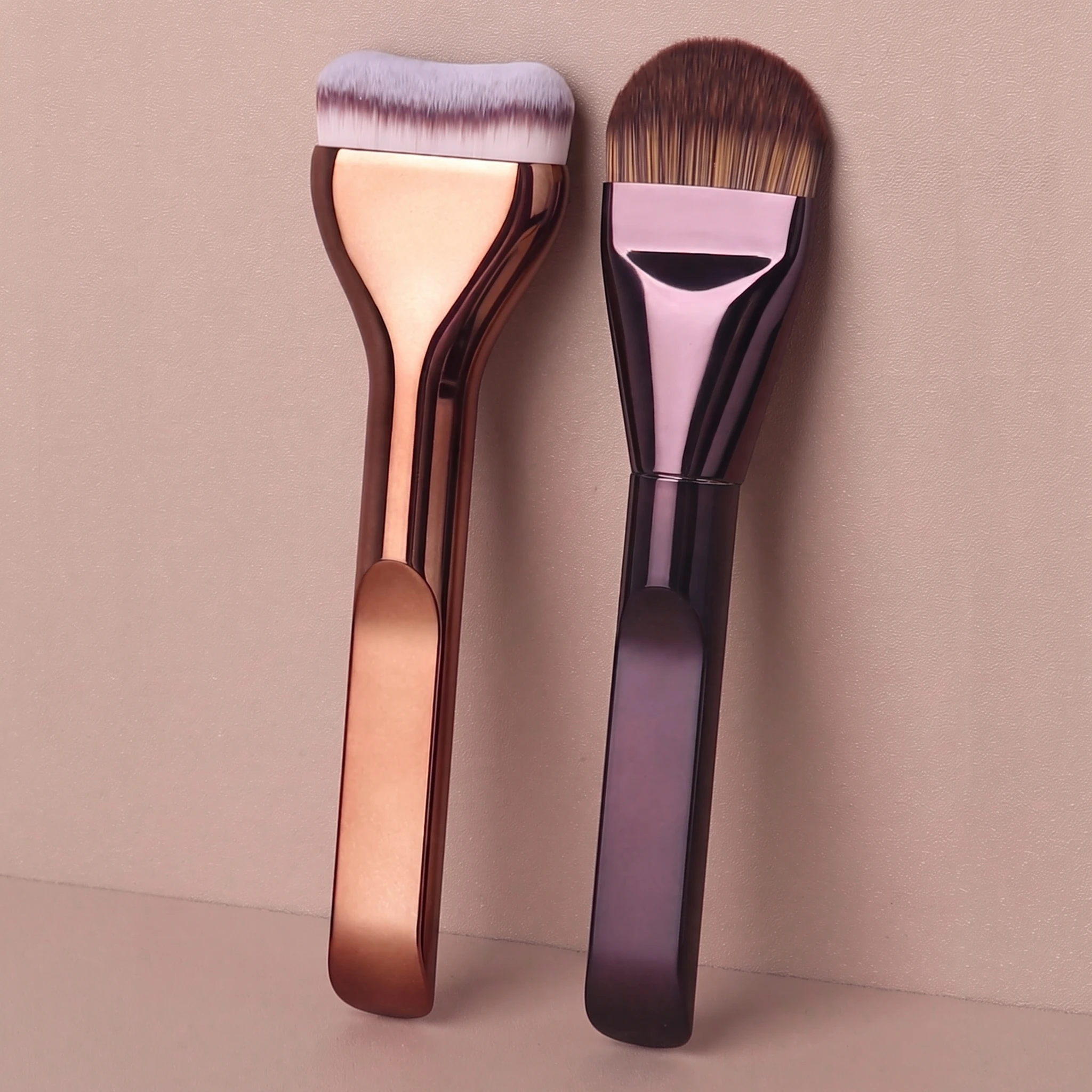2pcs Professional Makeup Brush Set, Foundation & Concealer Brushes, Soft Fiber Makeup Tools, Portable Travel Makeup Brush Kit