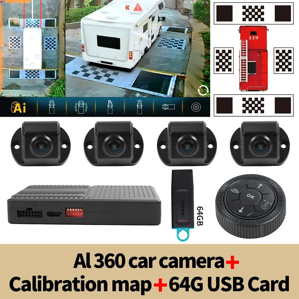 Carsanbo AI 360 Panoramic 3D Bird Eye View Camera Car System AHD 1080P For RV Touring Motorhome image 3