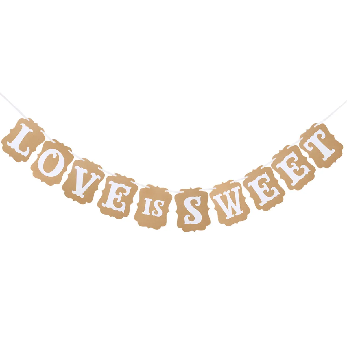Love Is Sweet Wedding Banner White Khaki Sign Cards Ribbon DIY Garland Banner Suitable for Ceremony Thanksgiving