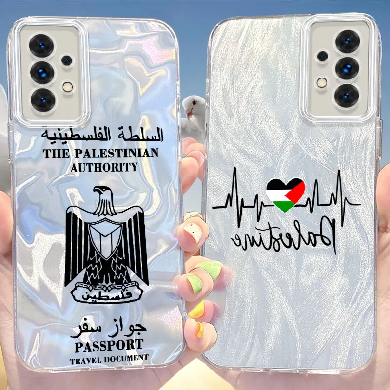 Palestine Flag Shine Case for Samsung Galaxy S24 S23 Ultra Plus S21 FE A73 A72 A71 A54 A53 A52 A51 A50 A34 A33 A32 4G 5G Cover