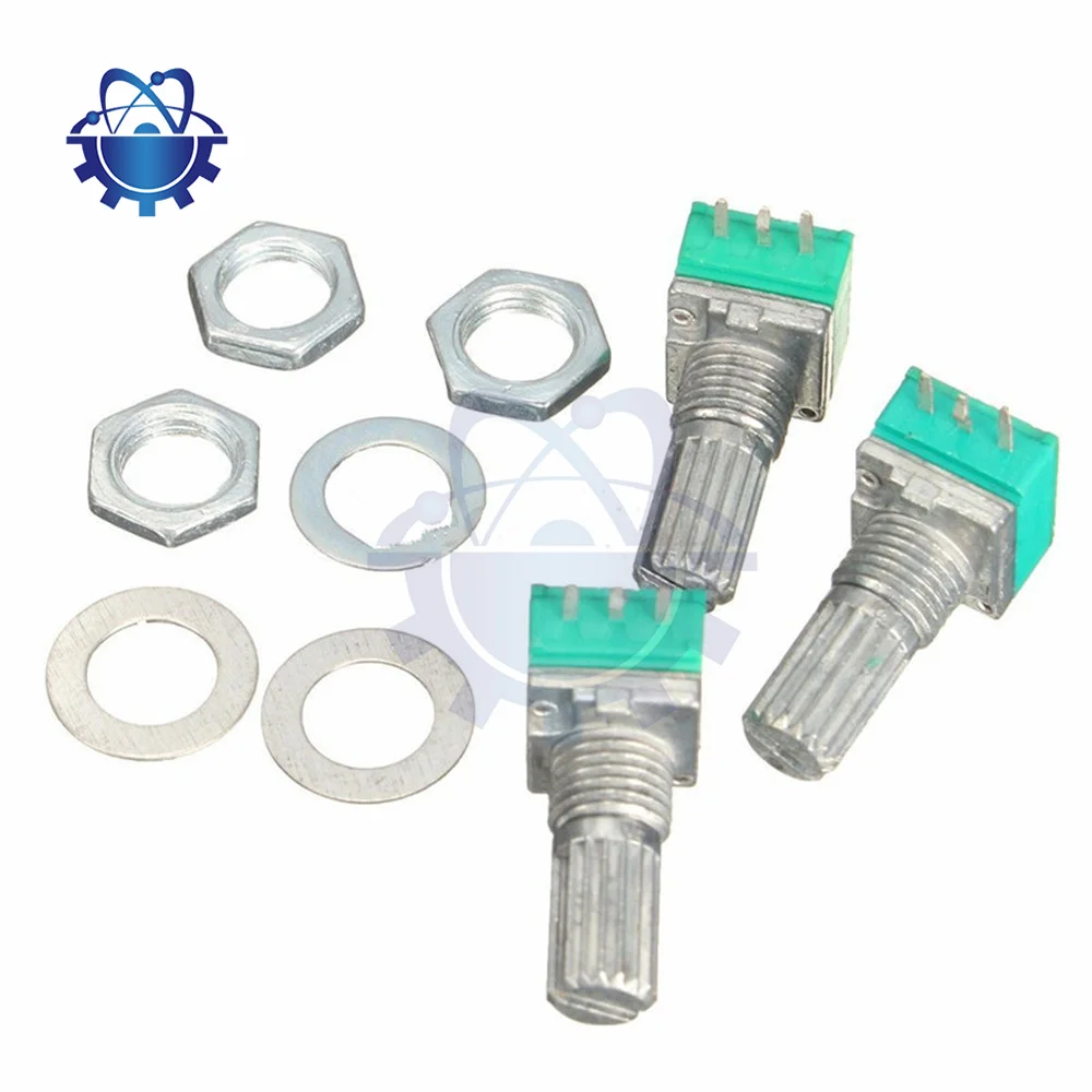 5PCS 6mm 3 pin Potentiometer B Type 5K 10K B20K B50K B100K B500K ohm Turn Knurled Shaft Single Linear Rotary Potentiometer