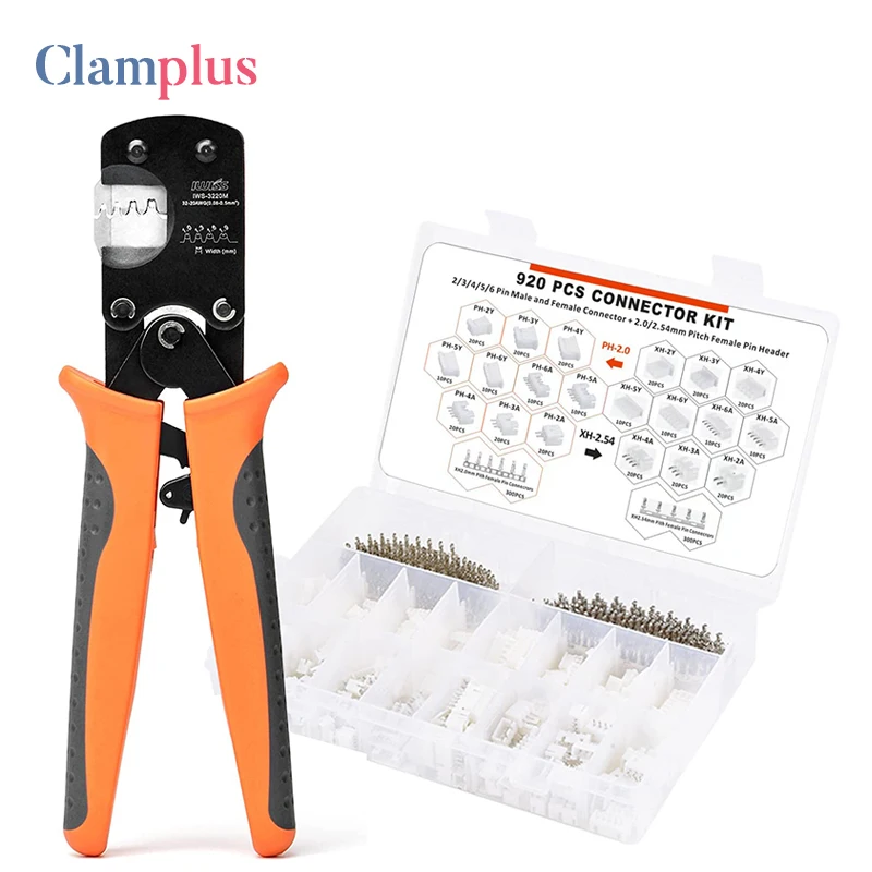 

IWS-3220M Micro Connector Pin Crimping Plier 920PCS Terminals Assortment Kit (HX2.54+PH2.0) 2/3/4/5/6Pin Plug Connectors Kit