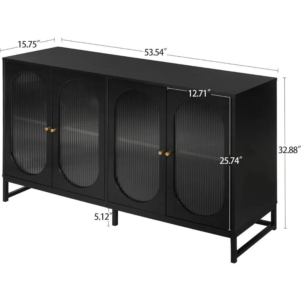 Armoire de salon avec portes en verre, buffet d'accent moderne, meubles de cuisine, armoires de rangement