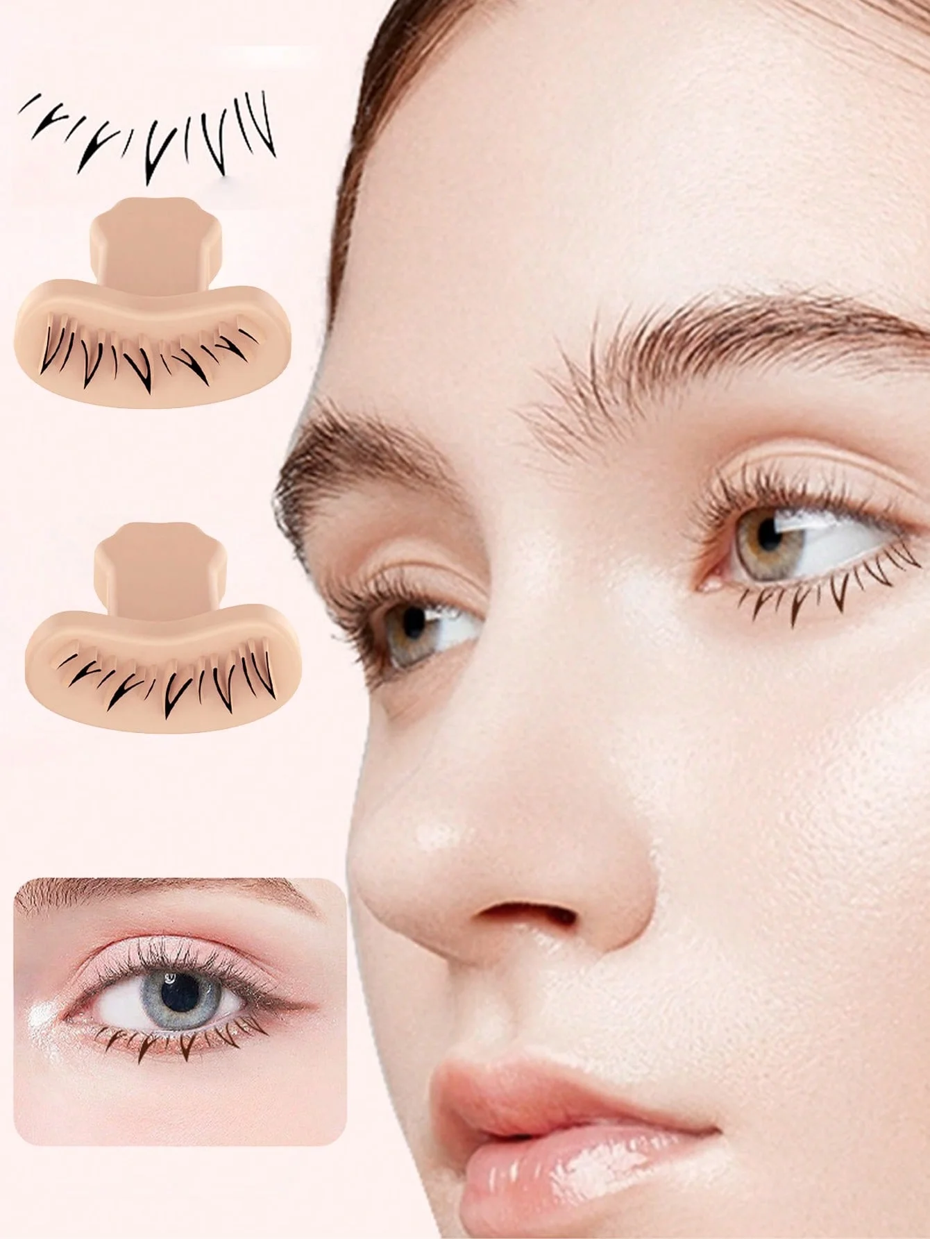 แผ่นติดขนตาล่างแบบใช้ซ้ำได้2ชิ้นแผ่นต่อขนตาด้านล่างแบบทำจากซิลิโคนสำหรับแต่งหน้าตอนเริ่มต้น