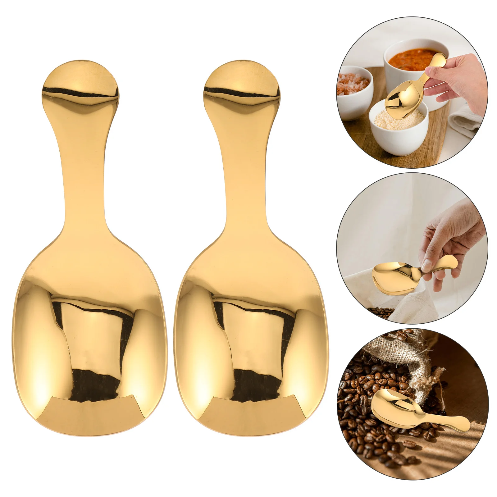 

4Pcs Stainless Steel Tea Spoons Short Handle Coffee Scoop Metal Kitchen Tools for Beans Ice Cream Sugar Powder Condiments