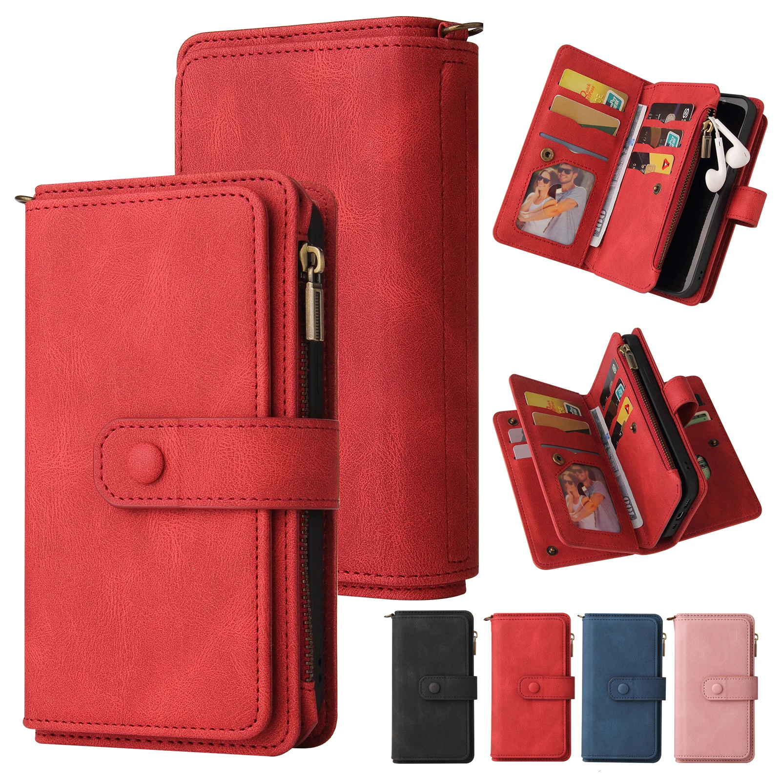 Plain Flip Case For OPPO Reno8 T Reon7 Z Find X5 Pro LITE A38 A58 A78 A96 A1 Pro Leather Zipper Business Cover Wallet Phone Case