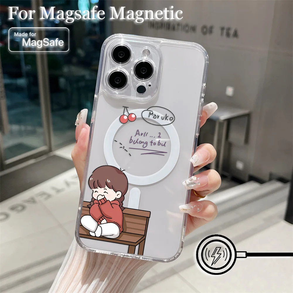 New Couple Funny Cute Girl Magsafe Magnetic Phone Case for iPhone 16 15 14 13 12 11 8 7 Plus Pro Max X XR XSMax Soft Clear Cover