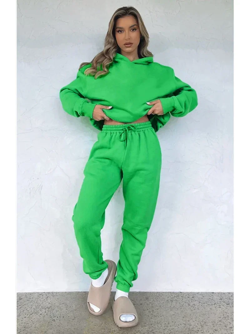 Streetwear 2-teiliges Set Damen Outfit Herbstkleidung Damen Kapuzenpullover Sweatshirt Top und Hose Sets Lässige Trainingsanzüge Damen Set