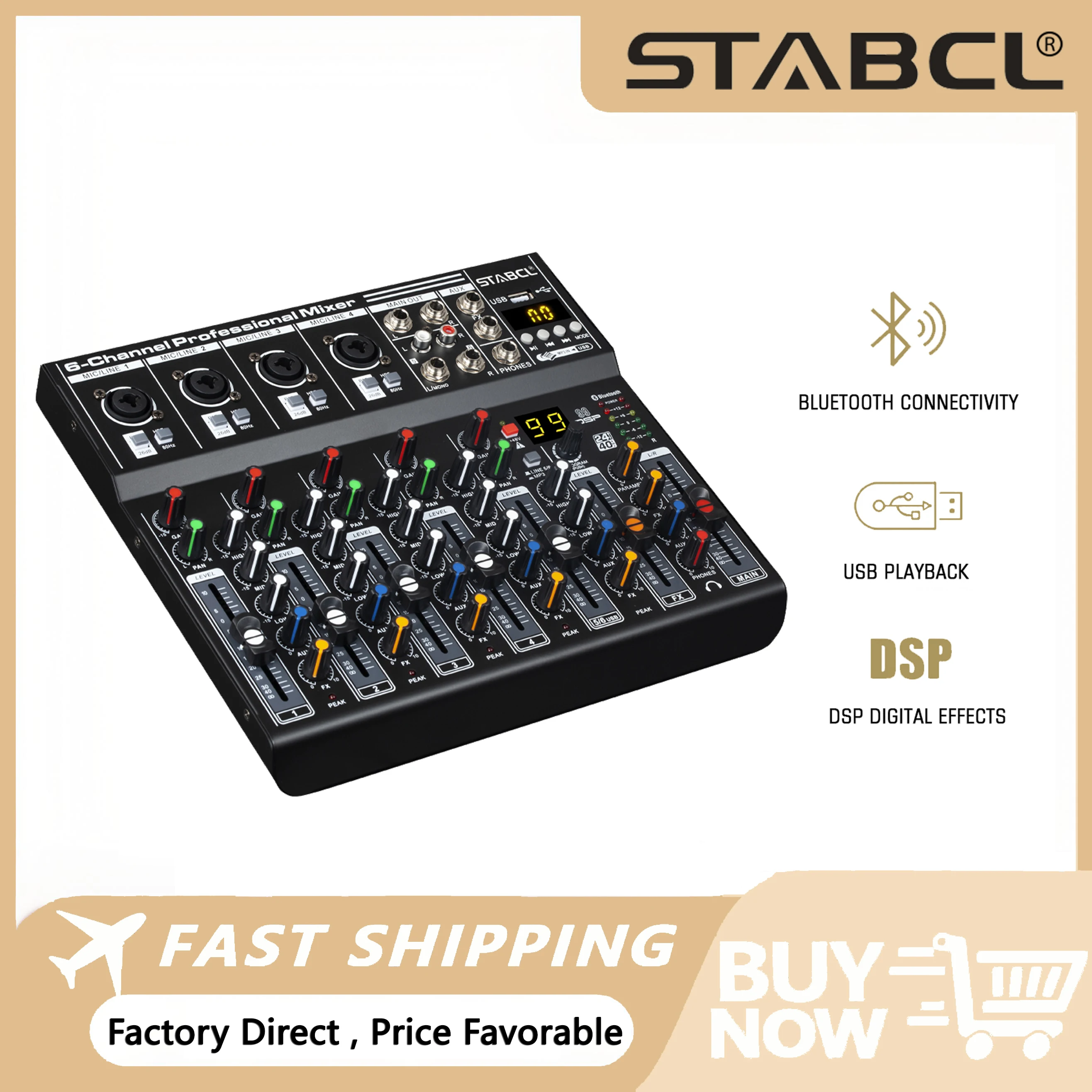 

ST-6M Hot sell mixing console 4/6 Channel Audio Mixer Console 48V Powered Digital Blue Tooth Professional Audio Mixer