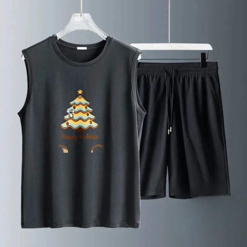 أطقم ملابس علوية بدون أكمام للرجال لكرة القدم بأكمام قصيرة + شورت بدلة تدريب صيفية قابلة للتنفس طقم ملابس للرجال أزياء بوليستر