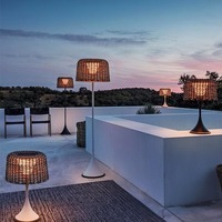 Postmodern Solar Floor Lamps Outdoor Lawn Waterproof Villa Courtyard Garden Grassland Terrace Hand Woven Rattan LED Table Lights