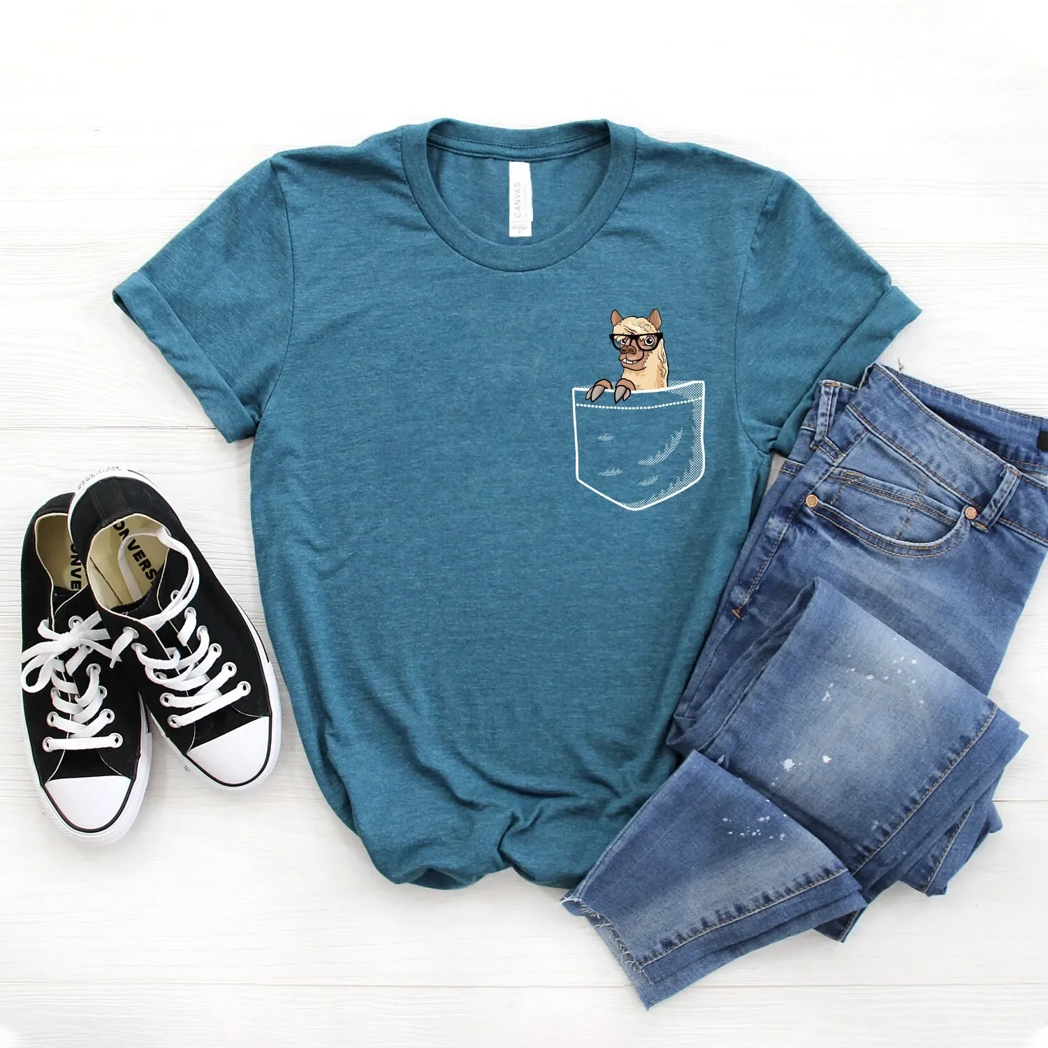 Cute Llama T Shirt In Pocket Como Se S Alpaca No Drama Softstyle