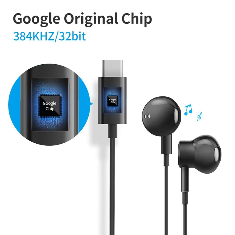 USB Type C Earphones In Ear digital effect Headphone hifi with Mic controller Google chip for HUAWEI P30 Mate 20 Pro Xiaomi 8