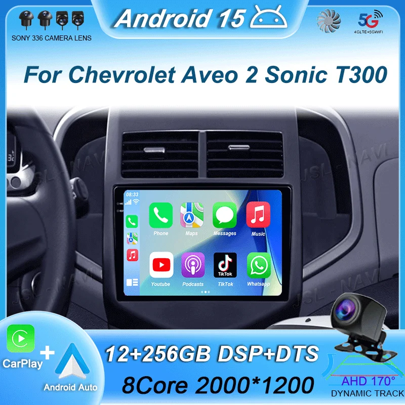 

5G 2din Android 15 Car Radio Multimedia Player For Chevrolet Aveo 2 Sonic T300 Autoradio CarPlay Navigation GPS